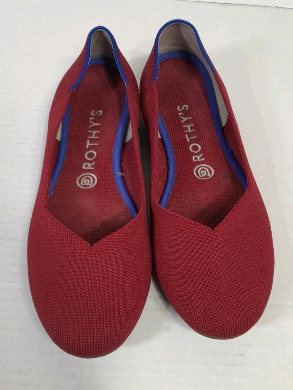 Rothy's The Flat Round Toe Slip-On Luxury Ballet Flats Red Women Sz 8.5 Maroon
